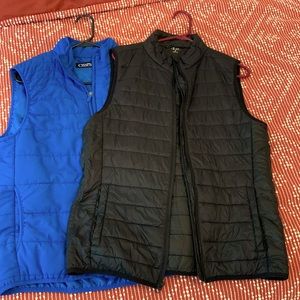 Pair of Mens Puff Vest Black and Blue